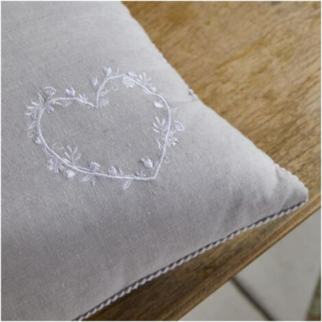 Coussin - TODAY - CHARME - Chambray x Petite broderie Constance - 40 x 40 cm (1/5)