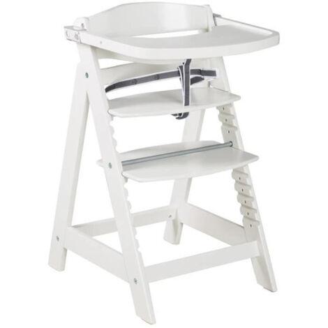 Chaise haute évolutive - ROBA - SIT UP CLICK & FUN - Plateau repas amovible - Hauteur réglable - Jusqu'a 70 Kg - Bois Laqué Blanc (1/5)