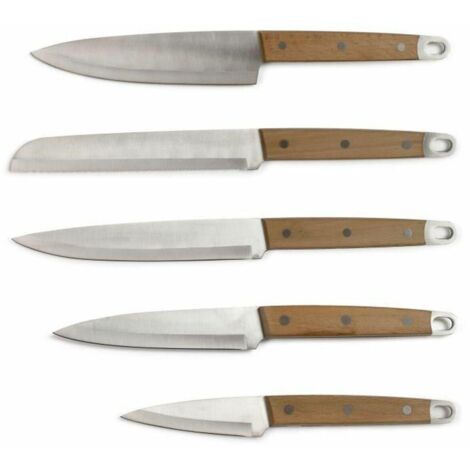 Livoo Ensemble de couteaux de cuisine bois clair 5 pièces (1/3)