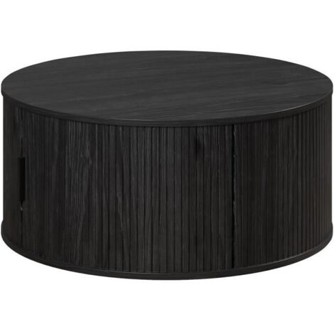 Table basse ronde avec rangement interne 80x36 cm noir - SABI (1/5)