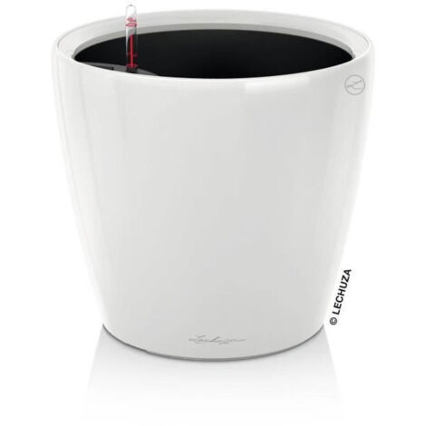 LECHUZA Pot de fleurs - Classico Premium LS 21 - Ø 22 x 20 cm - 3 L - Kit complet - Arrosage automatique - Blanc brillant