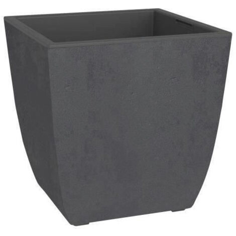 Bac a fleurs - DIVA BASALT - Gris anthracite - Carré - 42 L - 43,5 x 43,5 x H.44,2 cm - EDA - Bac intérieur amovible (1/5)
