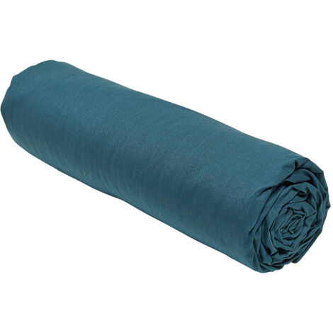 Today Organic Drap Housse Coton Bio Bleu Paon 180x200 cm