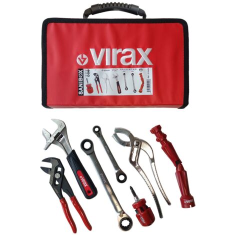 Virax – Coffret 7 outils pour installations sanitaires 310420 – Bi-matière imperméable – Plateau mousse pour organisation – Usage professionnel