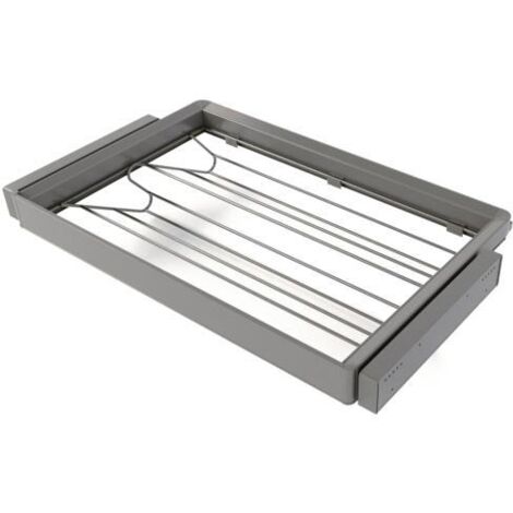 Emuca Kit tiroir à chaussures et rack ajustable Quartz pour armoires, glissières extension totale et à fermeture douce, Module 80cm, Finition Titane