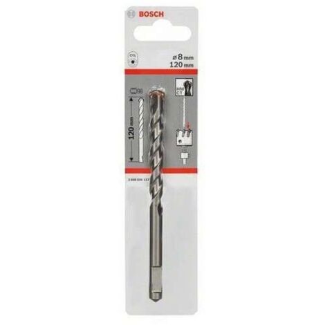 Bosch – Foret béton SDS 8mm – Longueur 120mm – Emmanchement cylindrique – Pour béton et briques silicocalcaires – 2608596157 (1/8)
