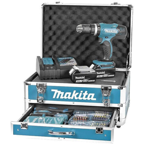 Makita – Perceuse à percussion 18V DHP453RFX2 – 2 batteries 3,0Ah – Moteur Brushless – Couple 42Nm pour bois et métal – Coffret aluminium