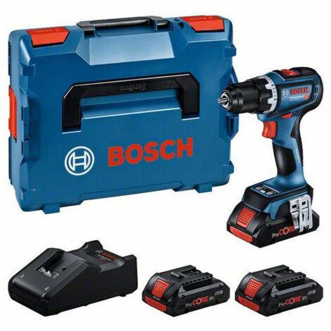 Bosch – Perceuse-visseuse sans fil 18V – Moteur Brushless – Couple 64Nm – 3 batteries ProCORE 4.0Ah – Chargeur – Coffret L-BOXX 615A5002R (1/10)