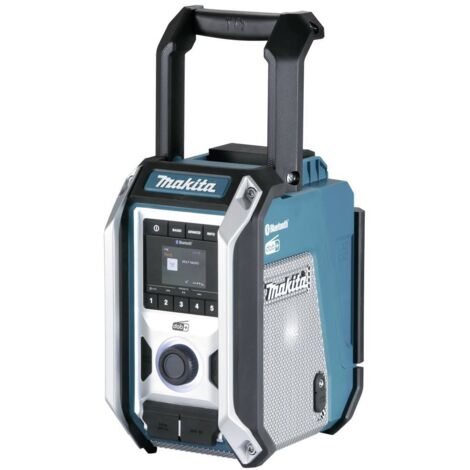 Radio de chantier Makita DAB, DAB+ AUX, Bluetooth, USB protégé contre les projections deau, résistant aux coups turquoi