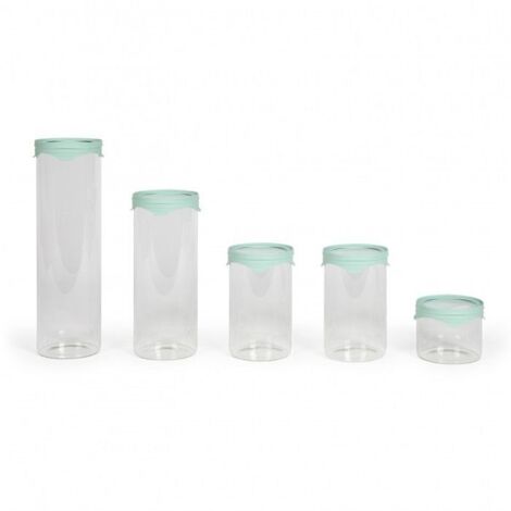 Set de 5 bocaux de conservation - LIVOO - MEN399 - 450 ml - Verre borosciliate - Couvercle en silicone et verre (1/5)