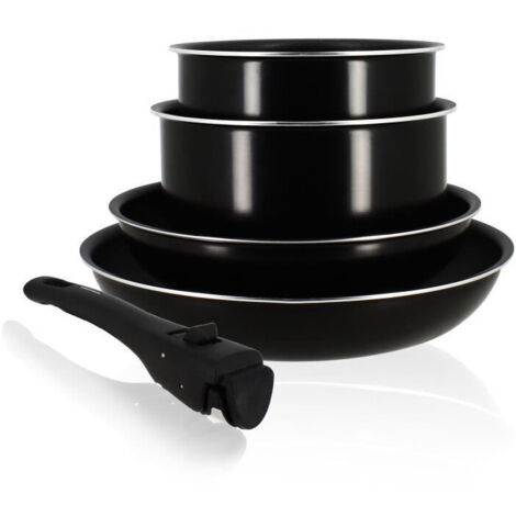 Menastyl Batterie de cuisine professionnelle noire 5 pièces
