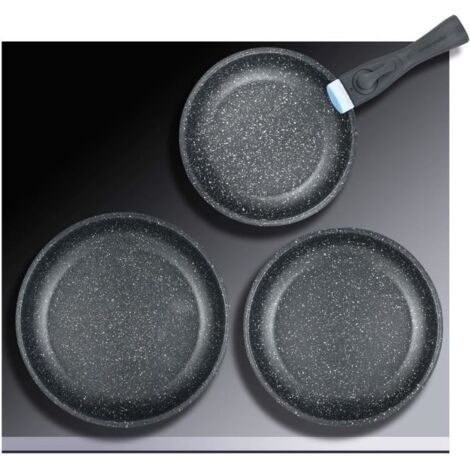Arthur Martin Set De 3 Poêles 20-24-28 Cm + Poignée Amovible - Aluminium Anti-Adhérent Induction