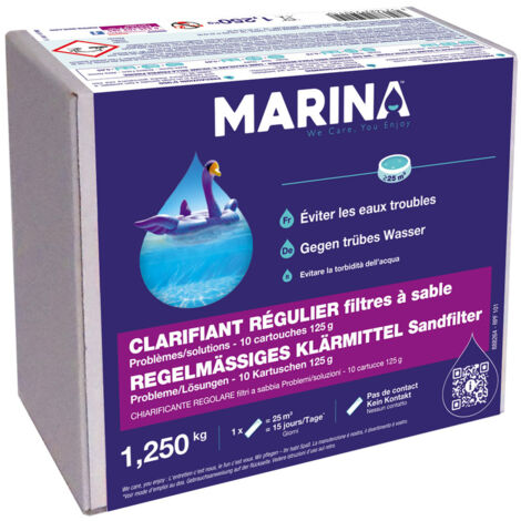 Clarifiant Régulier Eau Trouble 10 Cartouches Filtre à Sable 125g - Marina