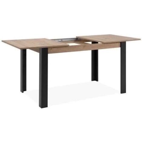 Calicosy – Table à manger extensible 100-150x80x75 cm – Décor chêne et noir – Accueille jusqu'à 8 personnes – Panneaux mélaminés (1/5)
