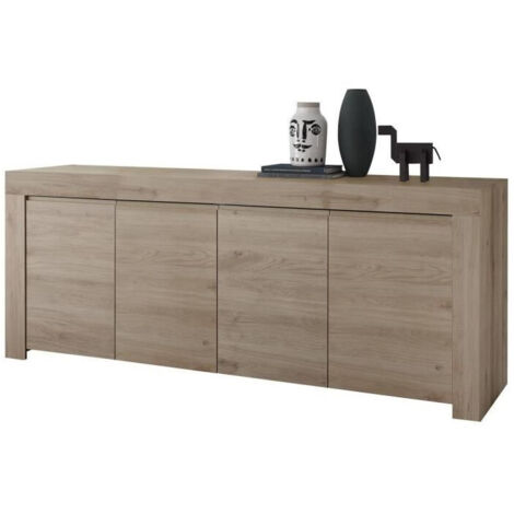 Buffet 4 portes chêne clair – Dimensions 210 x 42 x 81 cm – Finition mélaminé mate haute densité – Design italien – Homemania (1/4)