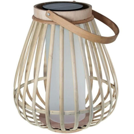 Lampe solaire - Marta - Beige - Bambou naturel - Eclairage effet flamme - Recharge USB et solaire (1/5)