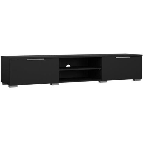 Meuble TV - MATCH - Noir mat - 2 tiroirs, une niche - 172,7 x 39,9 x 33,1 cm (1/5)
