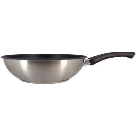 Wok - MENASTYL - 6020252 - En acier inoxydable - 28 cm - Tous feux dont induction (1/5)