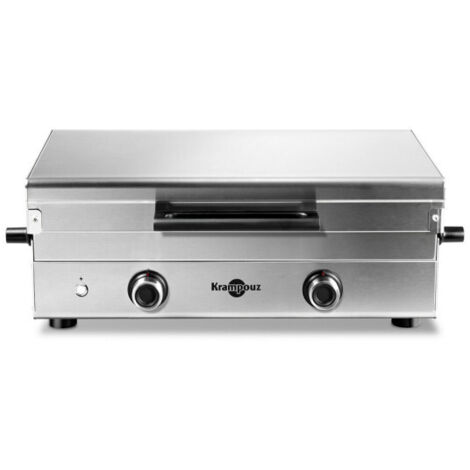 Plancha à gaz 4000 W – 2 brûleurs en U – Surface de cuisson 65x39 cm – PFCB2MAKR – Inox facile à nettoyer – Krampouz