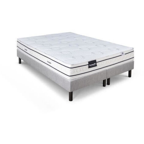 Ensemble matelas sommier 180x200 (2x90)marque DUNLOPILLO Hauteur 21 cm- Latex -7 zones - Soutien Équilibré - Fabriqué en France (1/5)