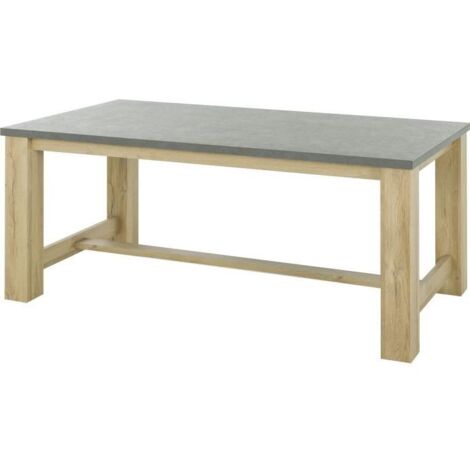 Table de salle à manger rectangulaire 8 personnes – Dimensions L 192 x P 97 x H 77 cm – Mélamine minérale et MDF enrobé – Fabriqué en France – Gami (1/4)