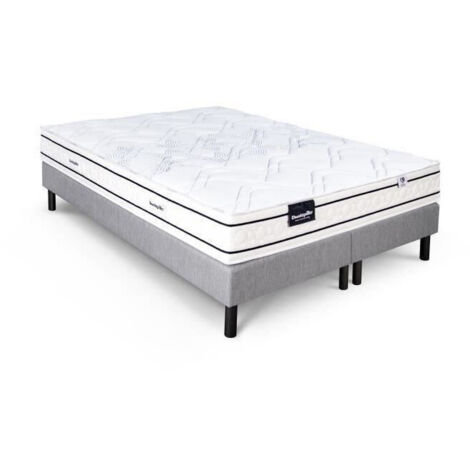 DUNLOPILLO ROMARIN Ensemble 160 x 200 - Matelas + Sommier duo clair - Ep 20 cm - Ressorts - Lattes passives - Fabriqué en Franc (1/5)