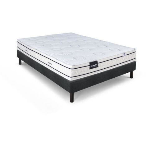 Ensemble matelas sommier 140x190 marque DUNLOPILLO Hauteur 21 cm- Latex -Aération -7 zones- Soutien Équilibré - Fabriqué en France (1/5)