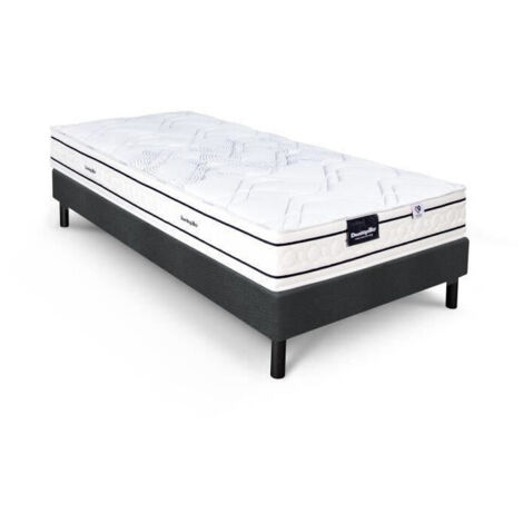 DUNLOPILLO ROMARIN Ensemble 90 x 190 - Matelas + Sommier foncé - Ep 20 cm - Ressorts ensachés - Lattes passives - Fabriqué en (1/5)