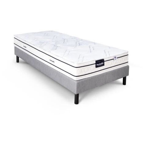DUNLOPILLO ROMARIN Ensemble 90 x 200 - Matelas + Sommier clair - Ep 20 cm - Ressorts ensachés - Lattes passives - Fabriqué en (1/5)