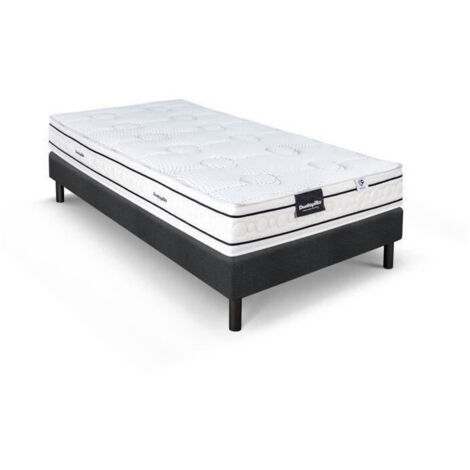 DUNLOPILLO LAVANDE Ensemble 90 x 200 - Matelas + Sommier foncé - Ep 21 cm - Latex naturel - Lattes passives - Fabriqué en Fran (1/5)