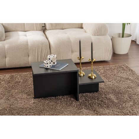 Calicosy – Table basse rectangulaire en aggloméré noir 80 x 40 x 40 cm – Design minimaliste – Durable et résistant – Livrée en kit (1/10)