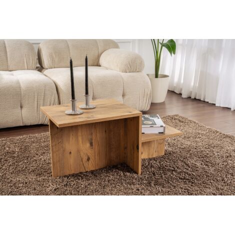 Calicosy – Table basse fixe en pin atlantique 80x40x40 cm – Panneau de particules mélaminé – Design compact pour salon chaleureux
