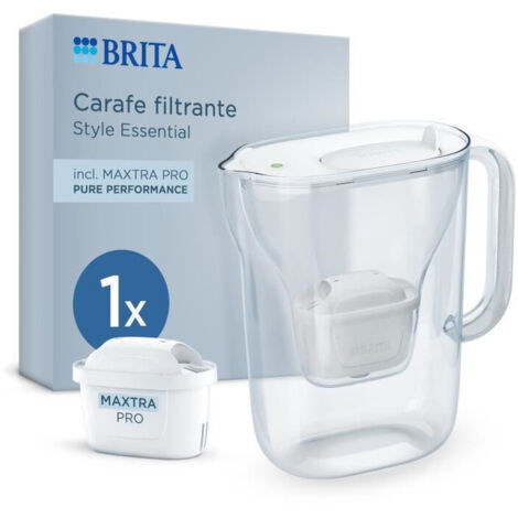 Carafe filtrante BRITA - Style Essential Blanche - Capacité 2,4L dont 1,4L d'eau filtrée - 1 filtre Maxtra Pro Pure performanc (1/5)