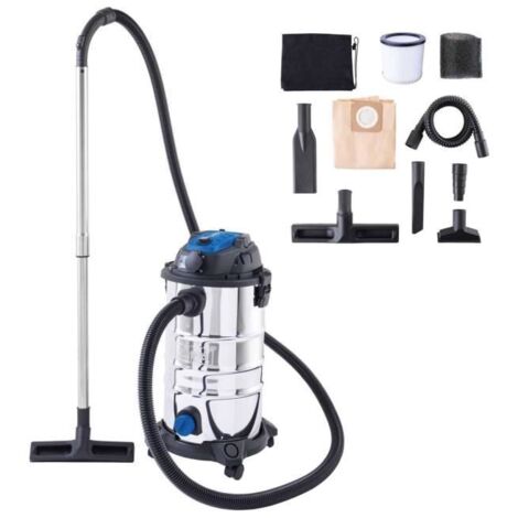Scheppach – Aspirateur professionnel eau et poussière 1500 W – Cuve inox 30 L – Dépression 20 kPa – Pour chantiers et ateliers (1/4)