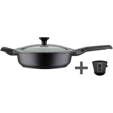 Poêle Easy Click 28 cm en aluminium et plastique avec couvercle en verre - GSW - 167833 - Noir (1/5)
