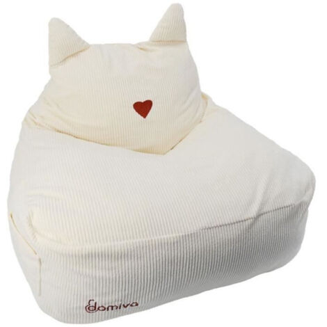 Domiva Pouf Félin velours côtelé doux enfant (1/4)