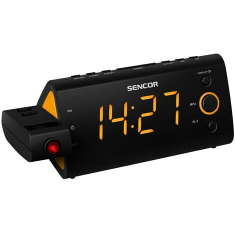 Radio-réveil - SENCOR - SRC 330 OU - Ecran LED 1,2 orange - Tuner FM - Projection heure - Noir (1/5)