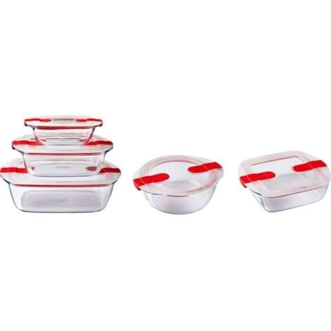 Lot de 5 Boîtes de conservation - PYREX - Cook & Heat - Verre - Couvercle a valves vapeur spécial micro-onde (1/5)