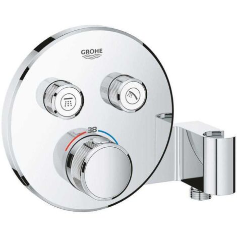 Grohe – Mitigeur de douche encastré rond 29120000 – 2 sorties – chrome – Technologie TurboStat pour régulation instantanée – Butée de sécurité à 38°C