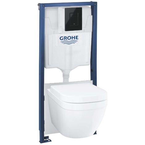 Pack Bâti support 5 en 1 - GROHE - Blanc - Céramique - Cuvette + abattant + plaque de commande + supports muraux + isolation (1/5)