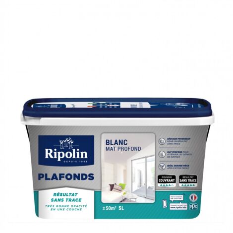 Peinture plafonds - Blanc mat - Sans trace - RIPOLIN - 5L (1/5)