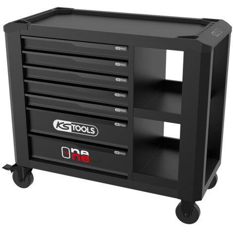 KS Tools - Servante one by one - Servante d'atelier 7 tiroirs avec étagères - 40 kg de charge maximale par tiroir - Ouverture totale et individuelle des tiroirs - 823.0017F (1/2)