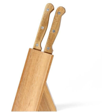 Set de 6 couteaux a steak avec support - LIVOO - MEC133 - 11 cm - Acier inoxydable - Epaisseur 1,2 mm - En bois d'acacia - 3 riv (1/5)