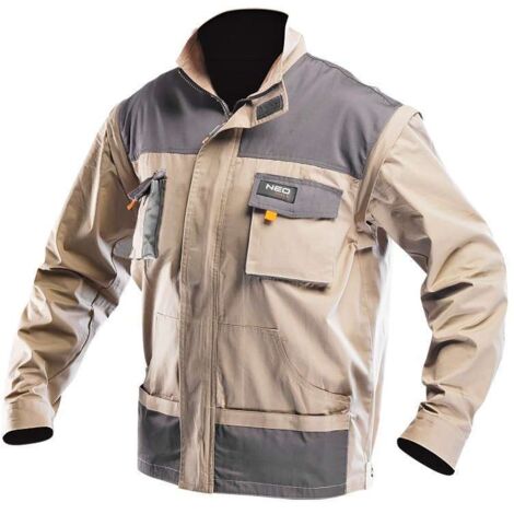Veste de travail 2 en 1 – 100% coton respirant – Renforts aux zones d'usure – Éléments réfléchissants pour visibilité – Taille XXL – NEO