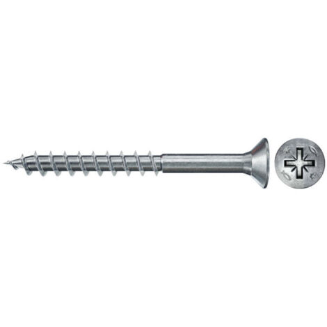 200 vis PowerFast tête fraisée FISCHER empreinte PZ - zingué blanc - filetage partiel/Taille:Ø 5 x 40mm (1/4)