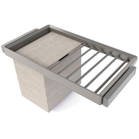 Emuca 7134652 Kit de porte pantalon à 7tringles, panier et rack ajustable Quartz pour armoires, glissières extension totale et (1/5)