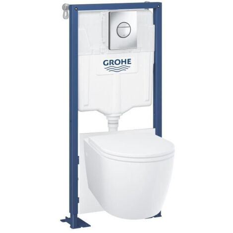 Pack Bâti support 5 en 1 - GROHE - Blanc - 1.13 m - Céramique - Plaque de commande + supports muraux + isolation + pipe coudé (1/5)
