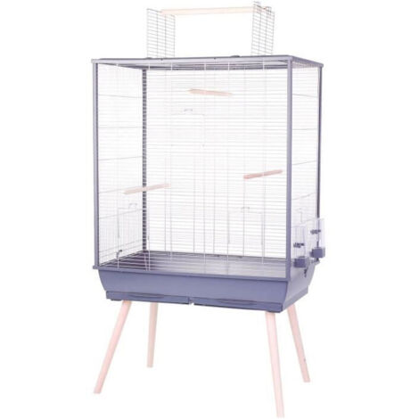 ZOLUX Cage grillagée surélevée pour oiseau Néolife - Pour perruche, calopsitte, canari - 81 x 48 x 152 cm - Néolife - Gris