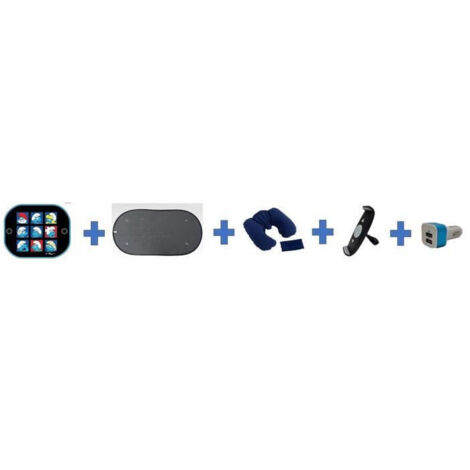 Pack voiture été - HTC EQUIPEMENT - Départ en vacances - Inclu : pare-soleil, coussin nuque, support tablette (1/5)
