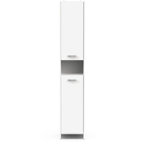 Colonne lingere de salle de bain - Blanc mat - 2 portes - L34,2 x P33 x H185 cm - DEMEYERE (1/5)